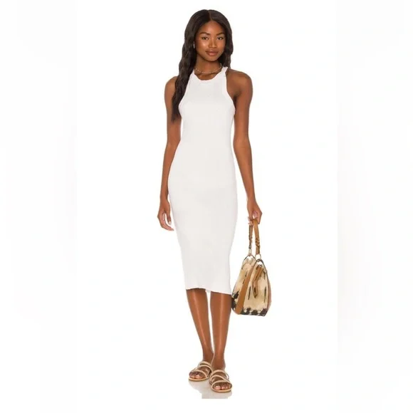 oliviana knit dress White Button Front Ribbed Bodycon Dress main image 1